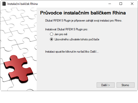 Průvodce instalací balíčku Rhino