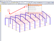 Výběr objektů včetně liniového rastru (1) a nastavení viditelnosti (2)