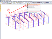 Výběr objektů včetně liniového rastru (1) a nastavení viditelnosti (2)