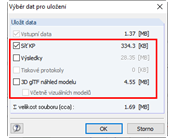 Dialog "Výběr dat pro uložení"