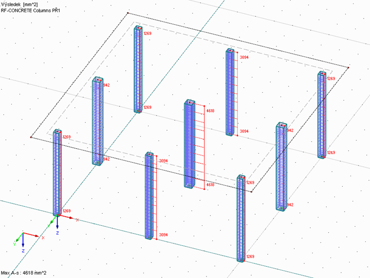Nutná výztuž bez uživatelsky definovaného návrhu výztuže