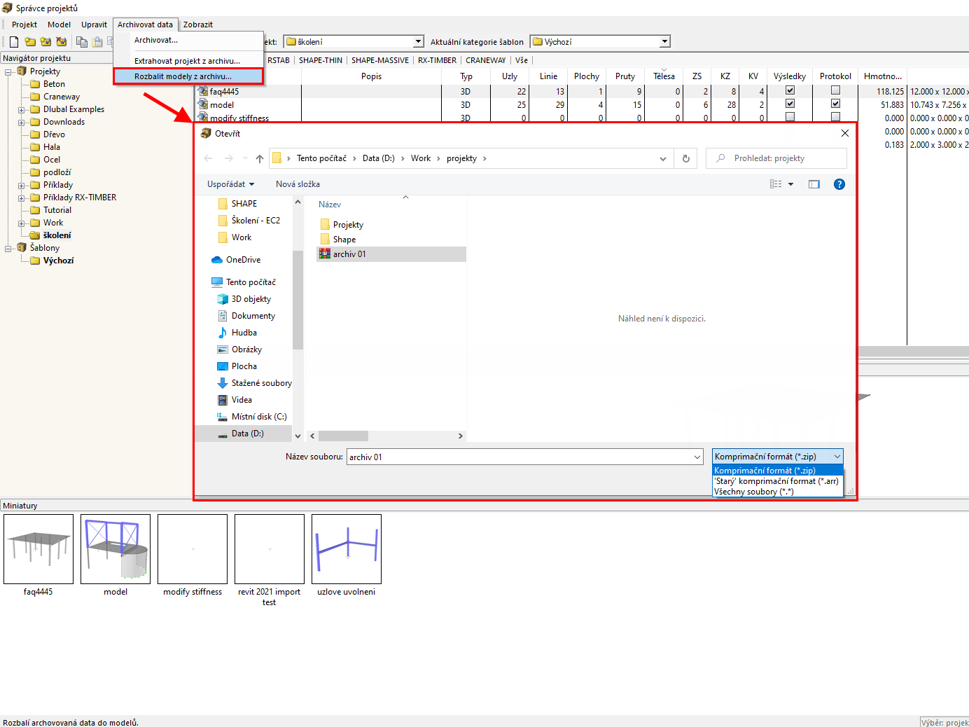 Otevřít komprimovaný soubor
