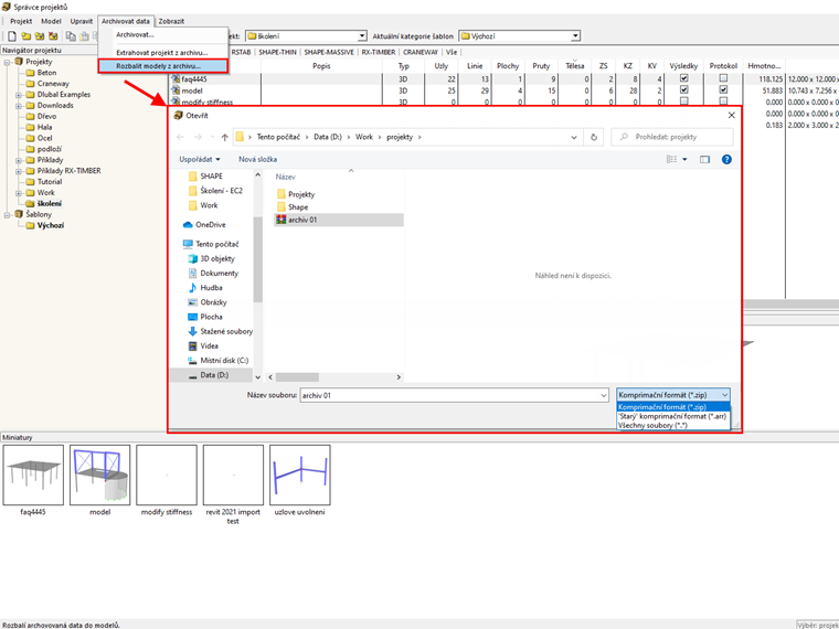 Otevřít komprimovaný soubor