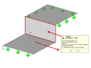 Upozornění "Rovina průmětu zatížení kolmo na plochu"