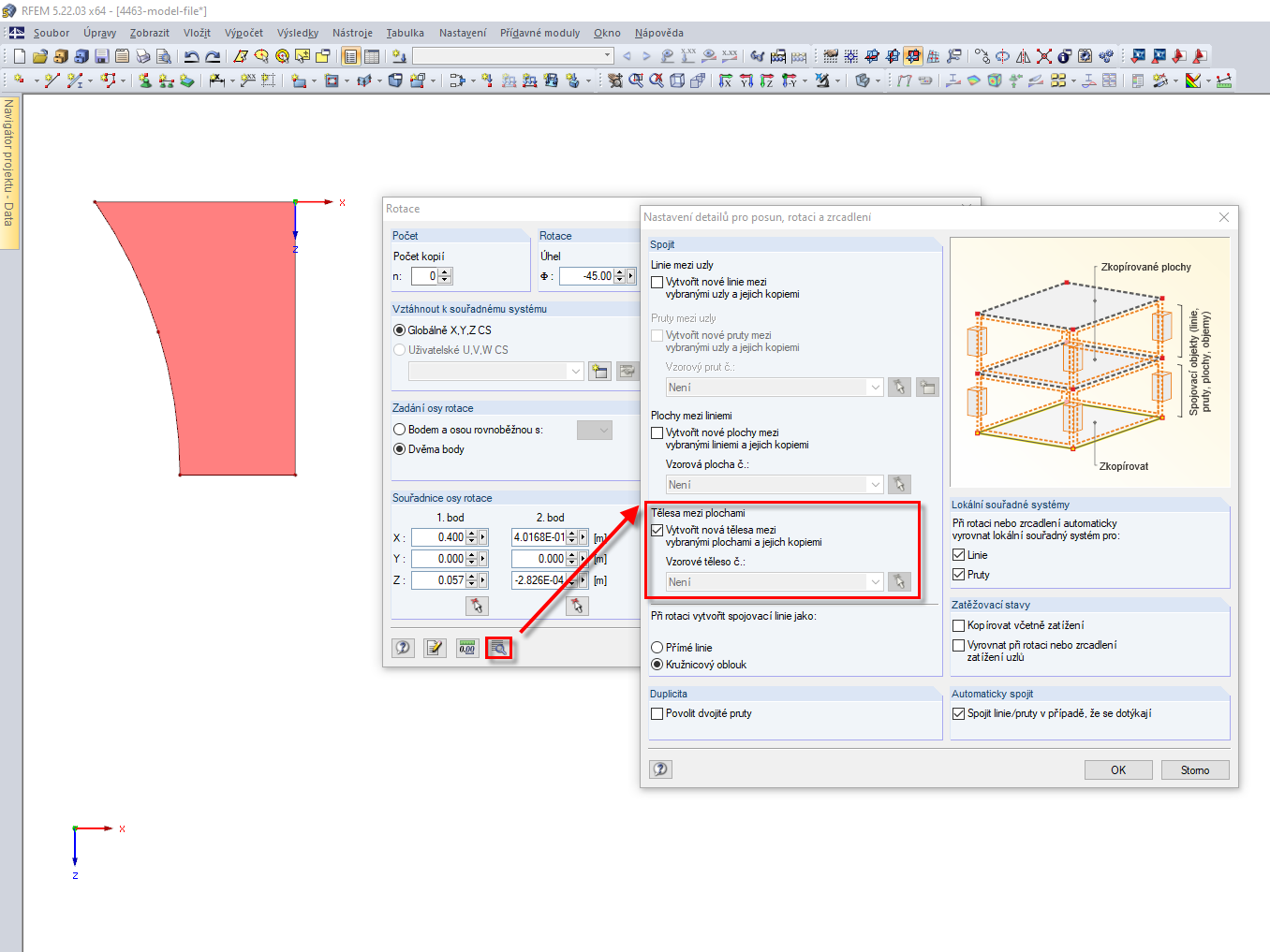 Dialog "Nastavení detailů pro posun, rotaci a zrcadlení"