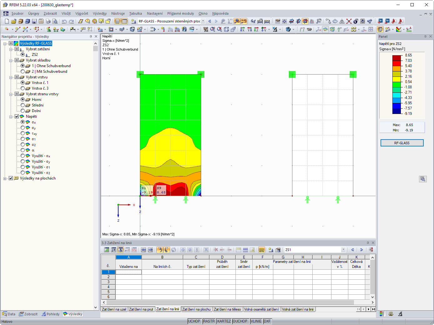Složení 1: Výsledky bez zohlednění smykové vazby