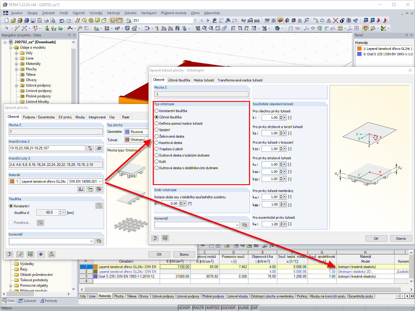 Parametry tuhosti - Izotropní lineárně elastický materiálový model