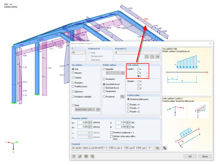 Zatížení větrem, směr zatížení