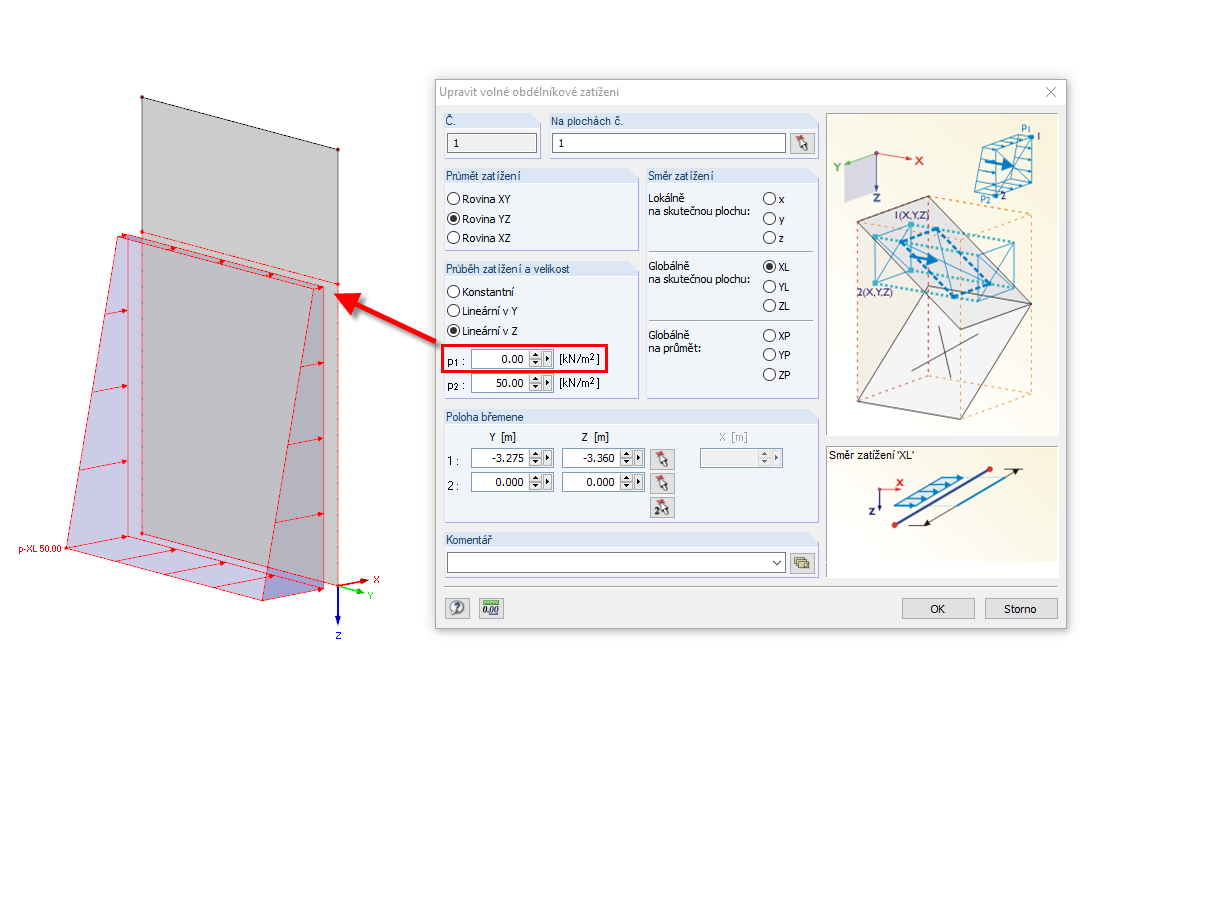 Lineárně proměnný průběh zatížení