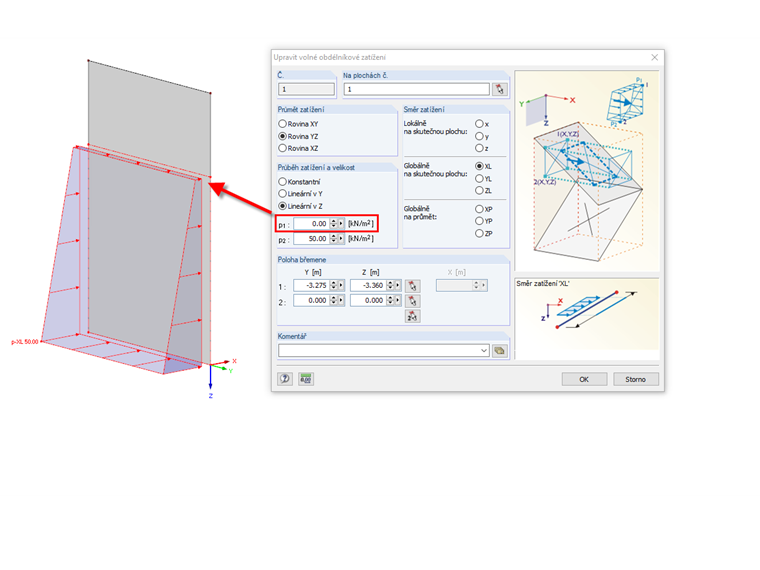 Lineárně proměnný průběh zatížení