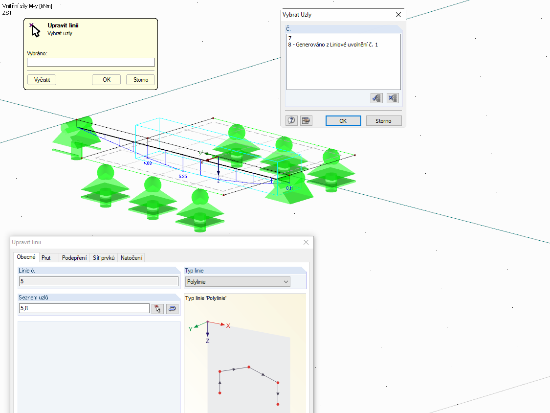 Zadání uzlového uvolnění