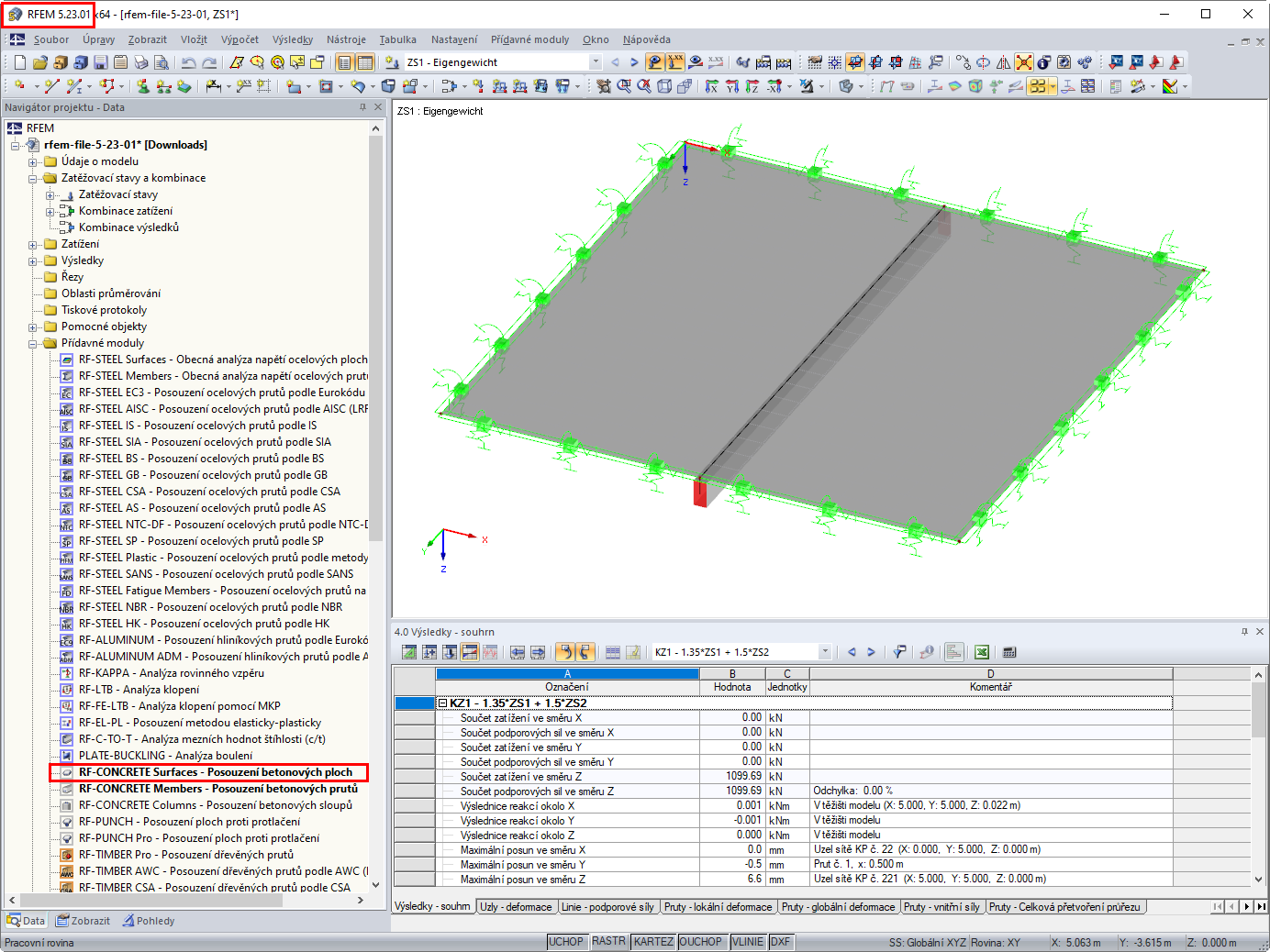 Obrázek z programu RFEM 5.23.01