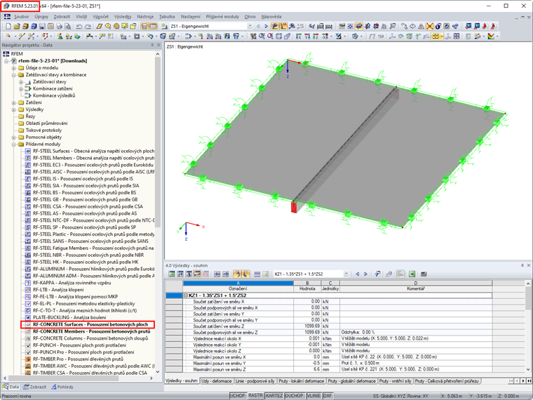 Obrázek z programu RFEM 5.23.01