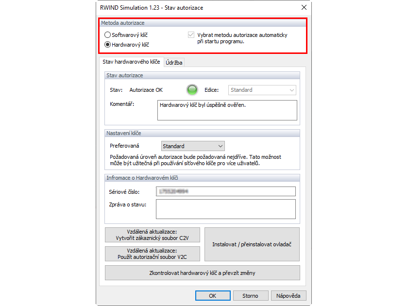 Licencování programu RWIND Simulation