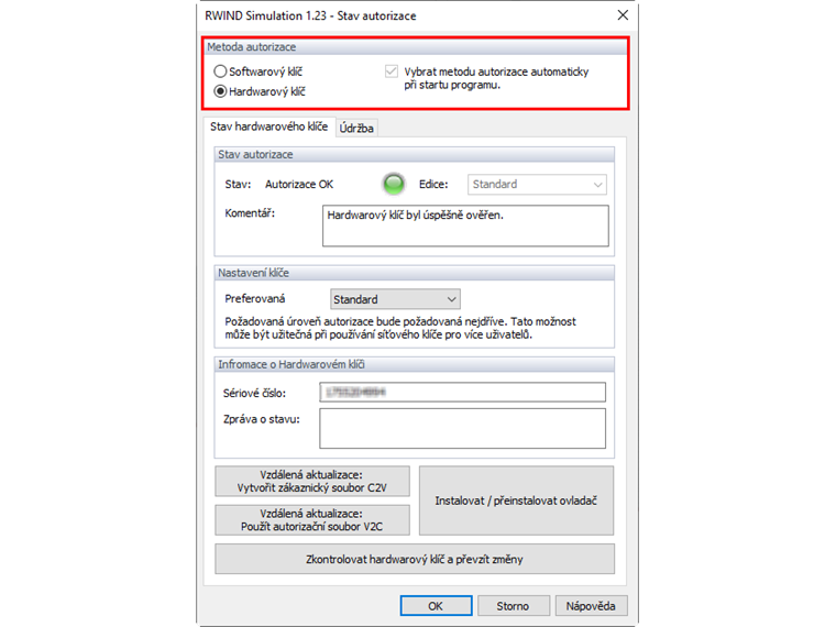 Licencování programu RWIND Simulation