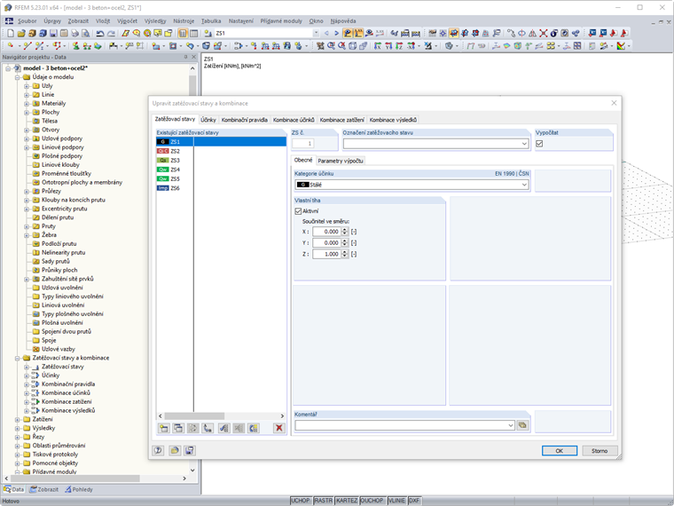 Dialog pro automatickou kombinaci