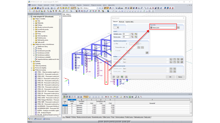 typ prutu 'Nulový prut'
