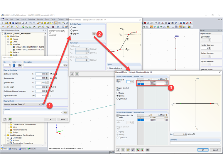Vytvoření materiálového modelu, nesprávný postup