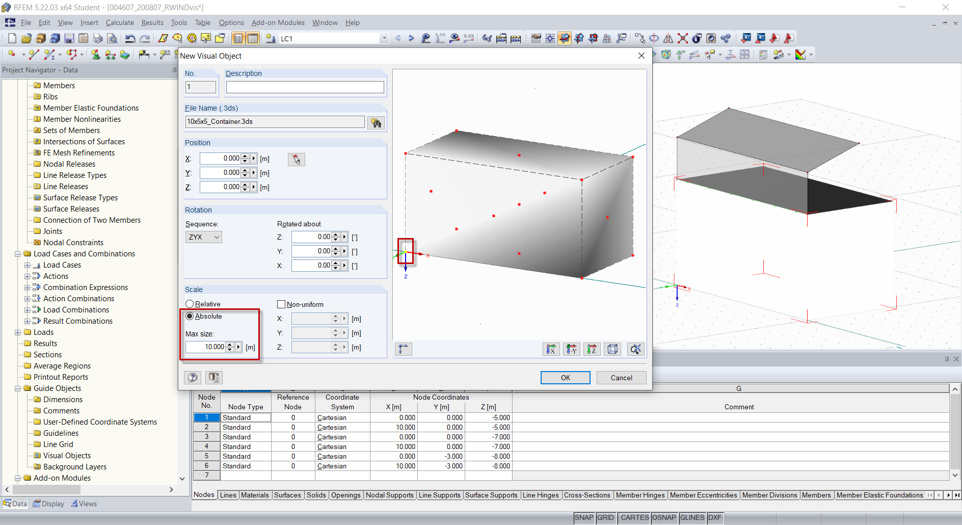 Vložení vizuálního objektu - nastavení