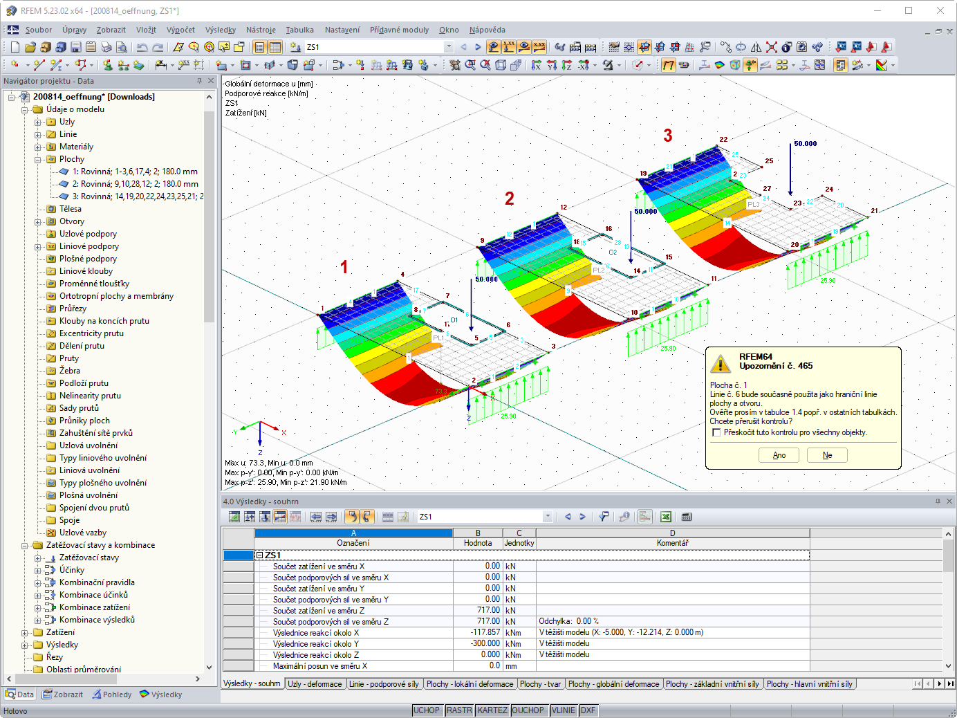 Plochy s otvorem - výsledky