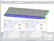 Linie a uzly prutů 1 a 2