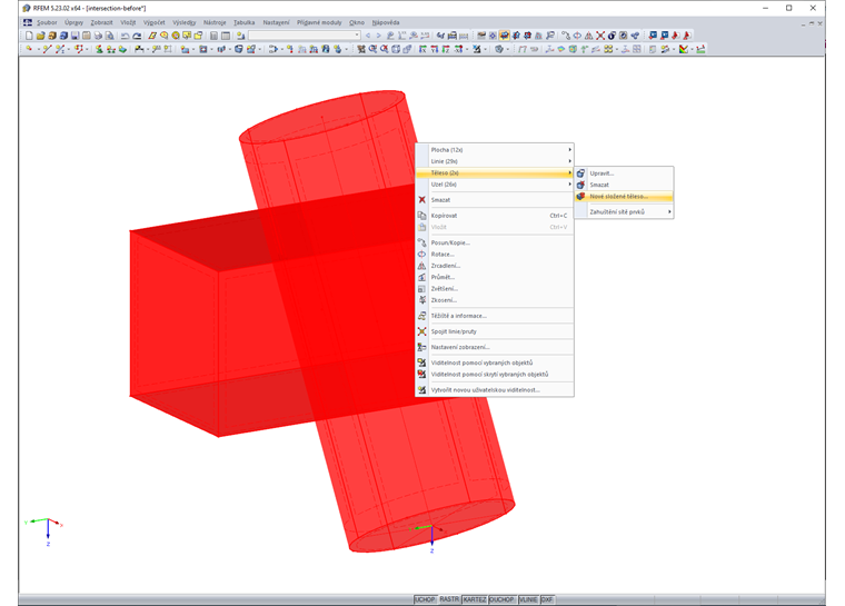 Vytvoření složeného tělesa a tím průniků