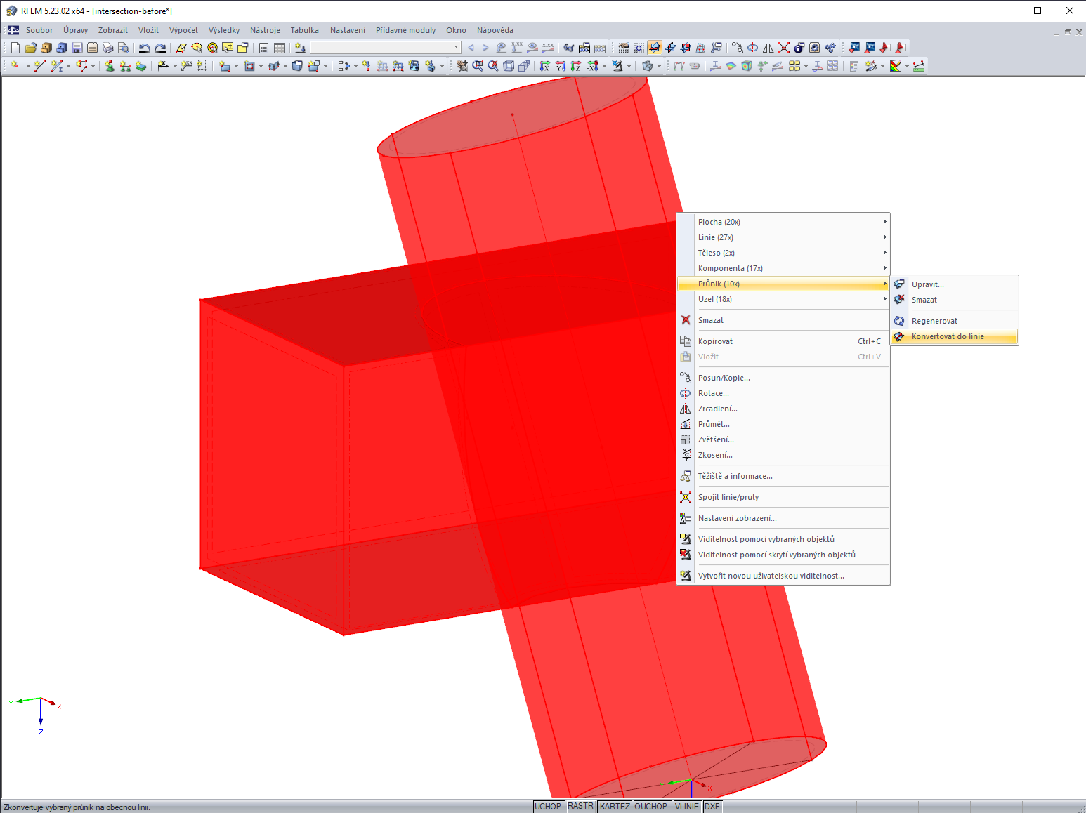 Konverze průniků do linií