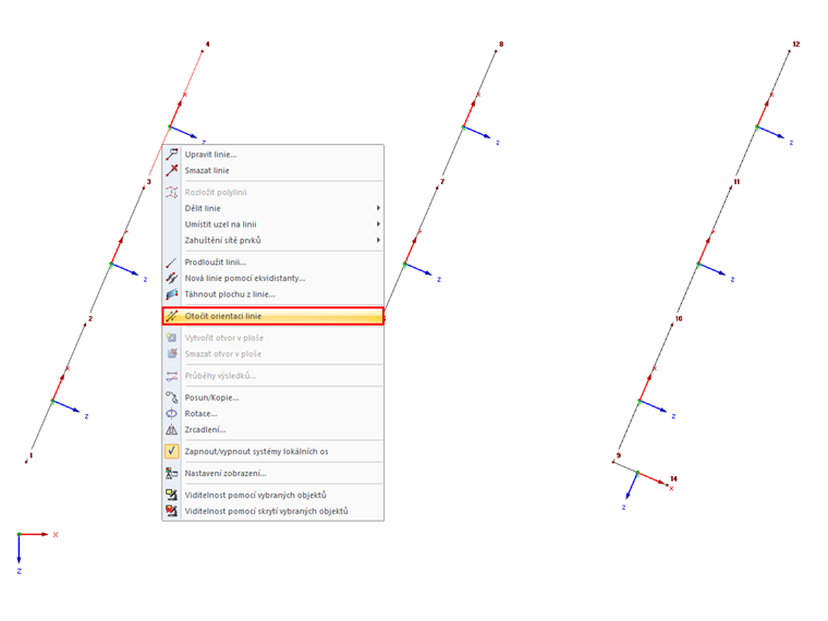 Možnost "Otočit orientaci linie"