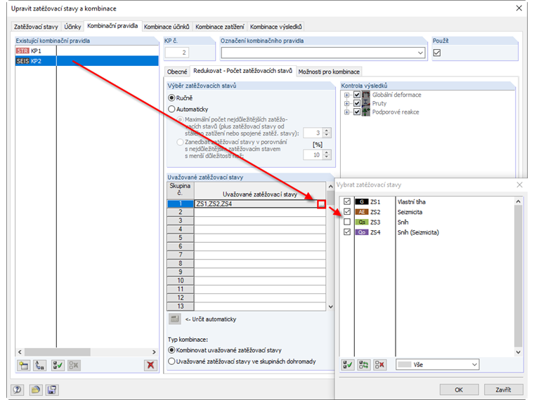 Nastavení pro seizmickou návrhovou situaci