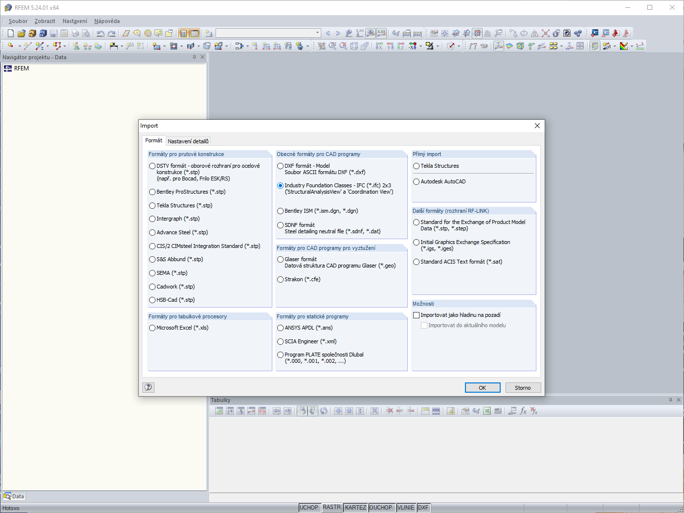 Formáty importu programu RFEM