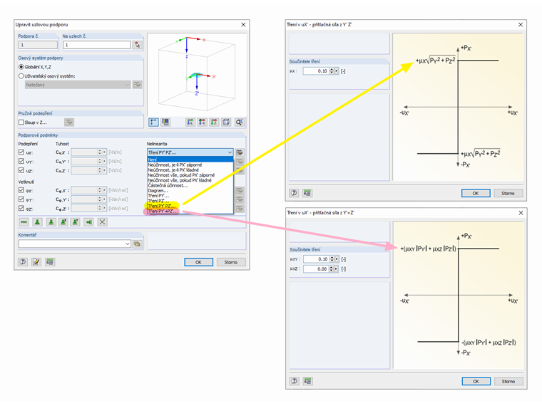 Definice interakčního vztahu pro tření