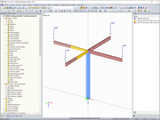 Model po grafickém přiřazení vlastností prutu