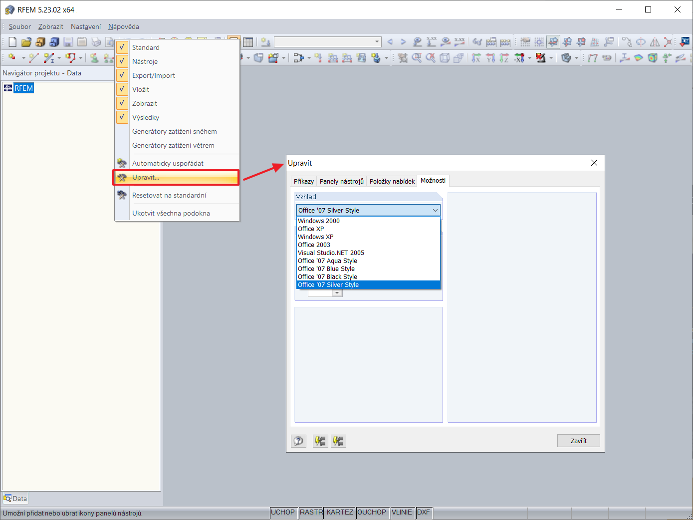 Upravit → Možnosti