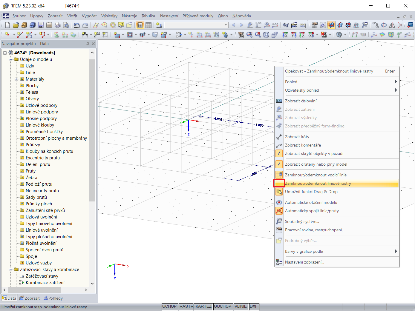 Liniový rastr není zamknutý