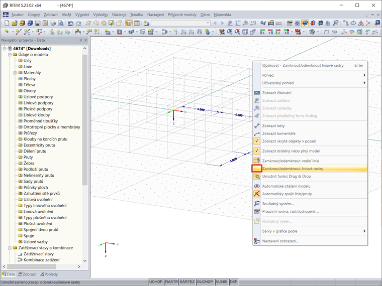 Liniový rastr není zamknutý