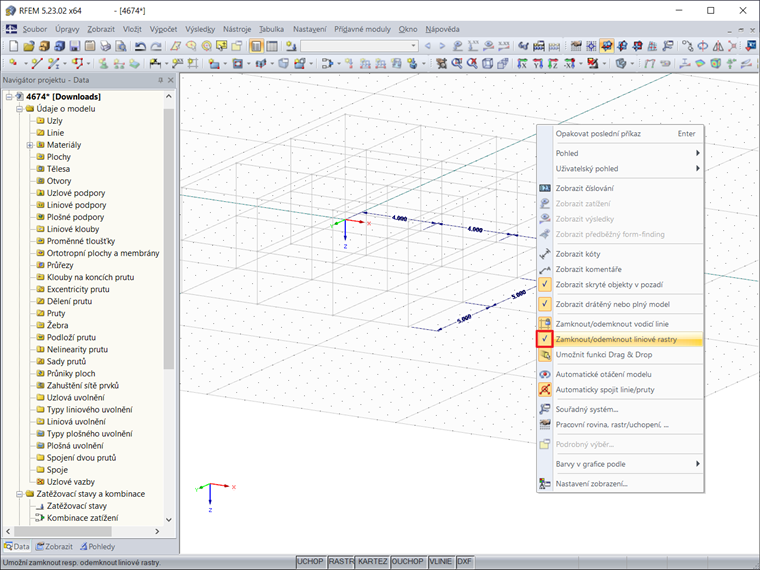 Liniový rastr je zamknutý