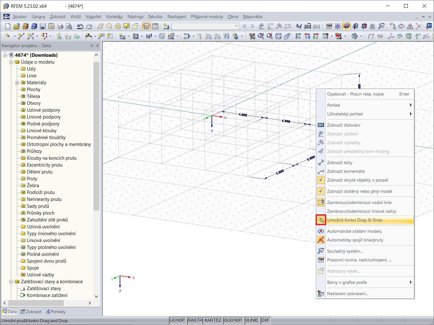 Aktivní možnost "Umožnit funkci Drag & Drop"