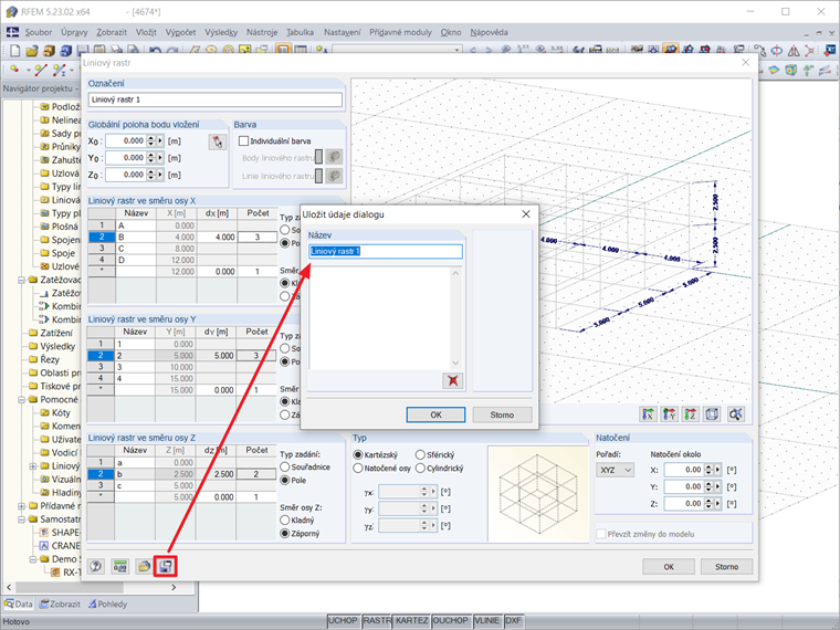 Uložení liniového rastru jako šablony