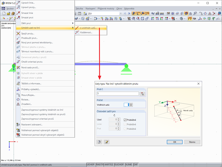 Umístit uzel na linii