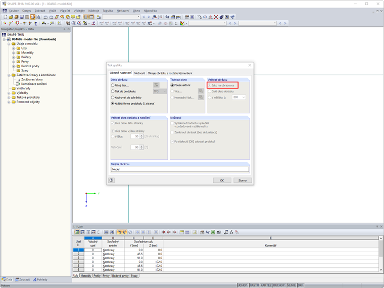 Krátká forma protokolu - velikost obrázku