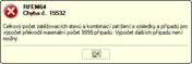 Maximální počet 9999 zatěžovacích stavů a kombinací pro výpočet byl překročen.