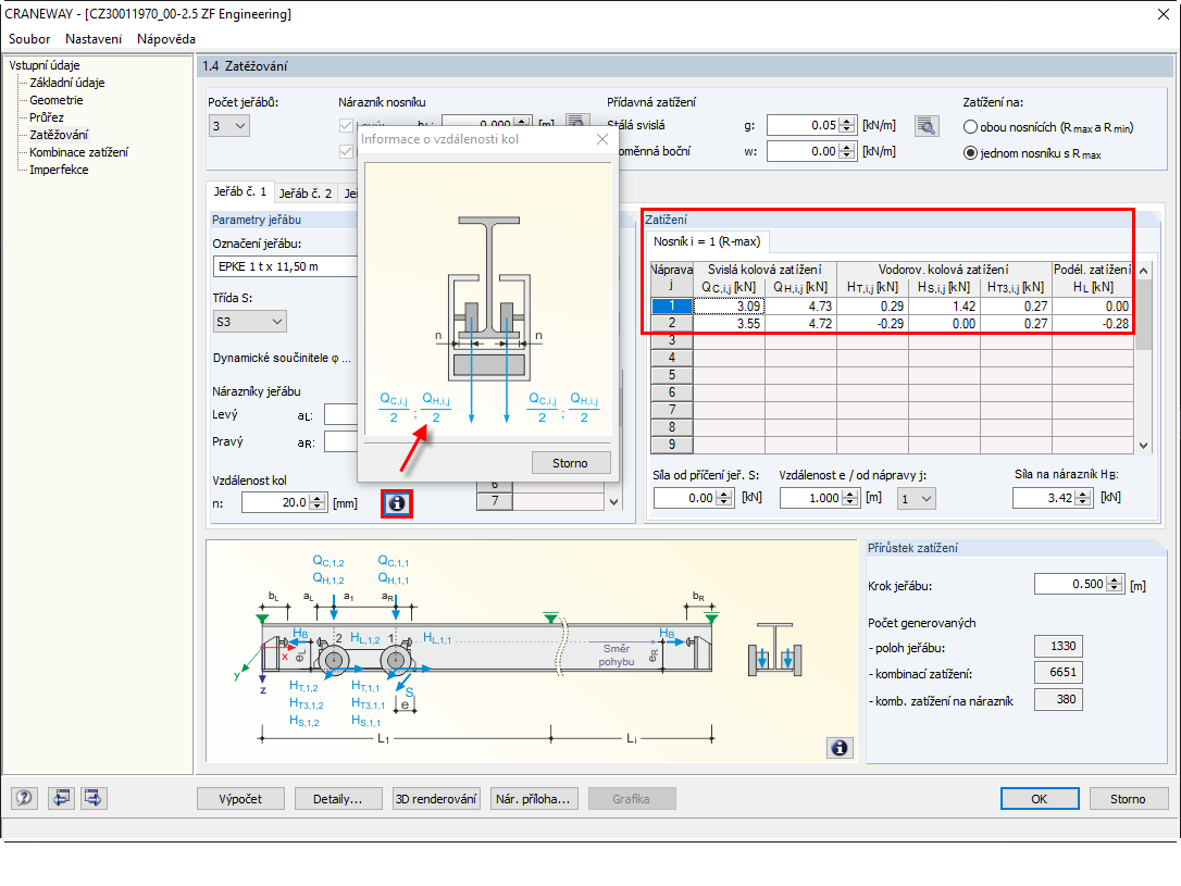 Kolová zatížení u jeřábu