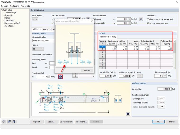 Kolová zatížení u jeřábu