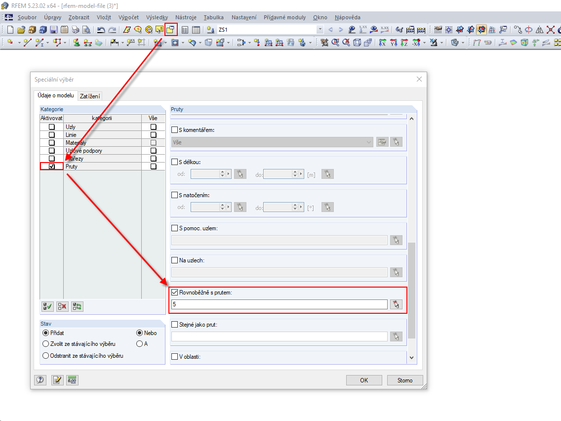 Možnost "Podrobný výběr"