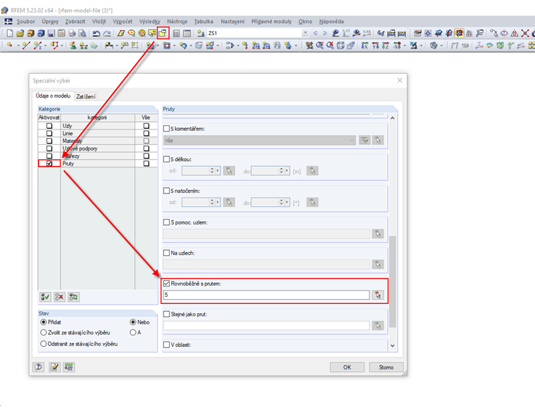 Možnost "Podrobný výběr"