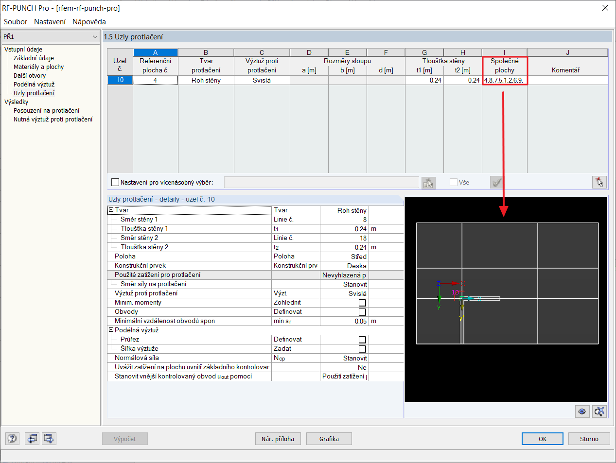 Dialog 1.5 se sloupcem I "Společné plochy"