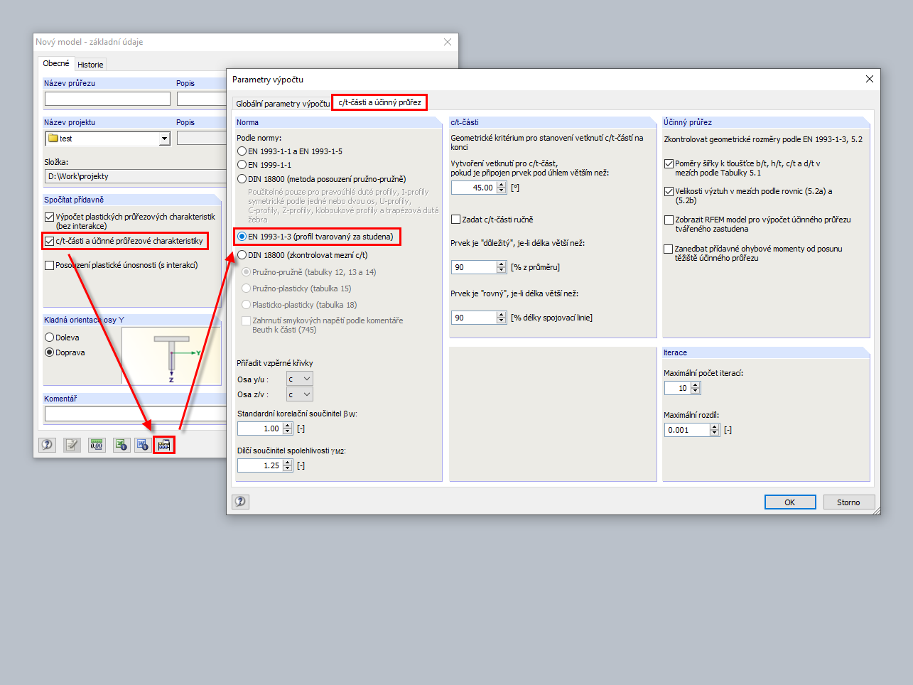 Aktivace profilů tvarovaných za studena v programu SHAPE-THIN