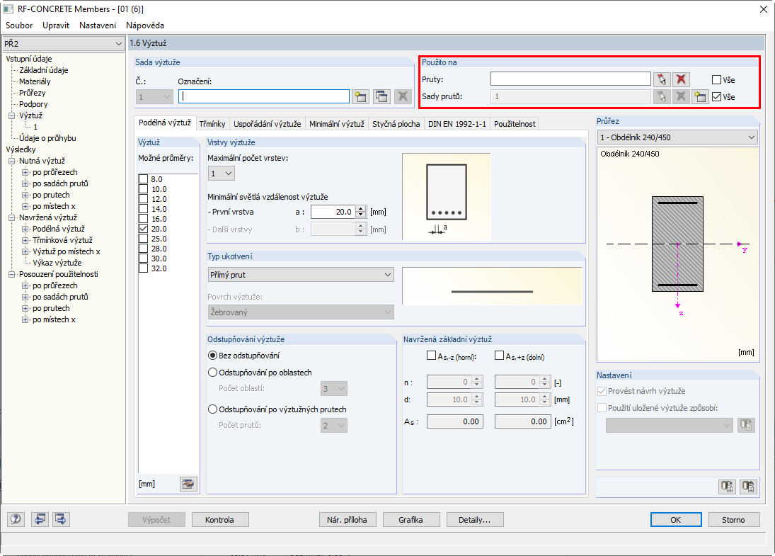 Posouzení sad prutů