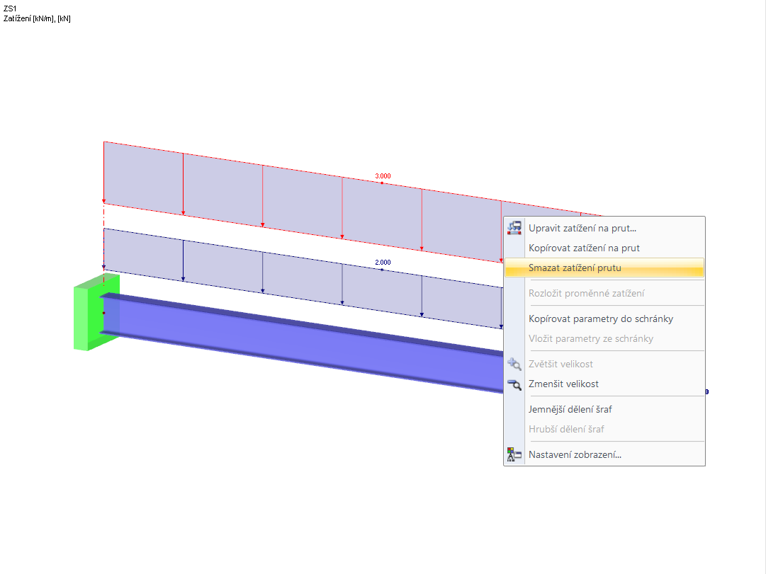 Smazání zatížení v grafice