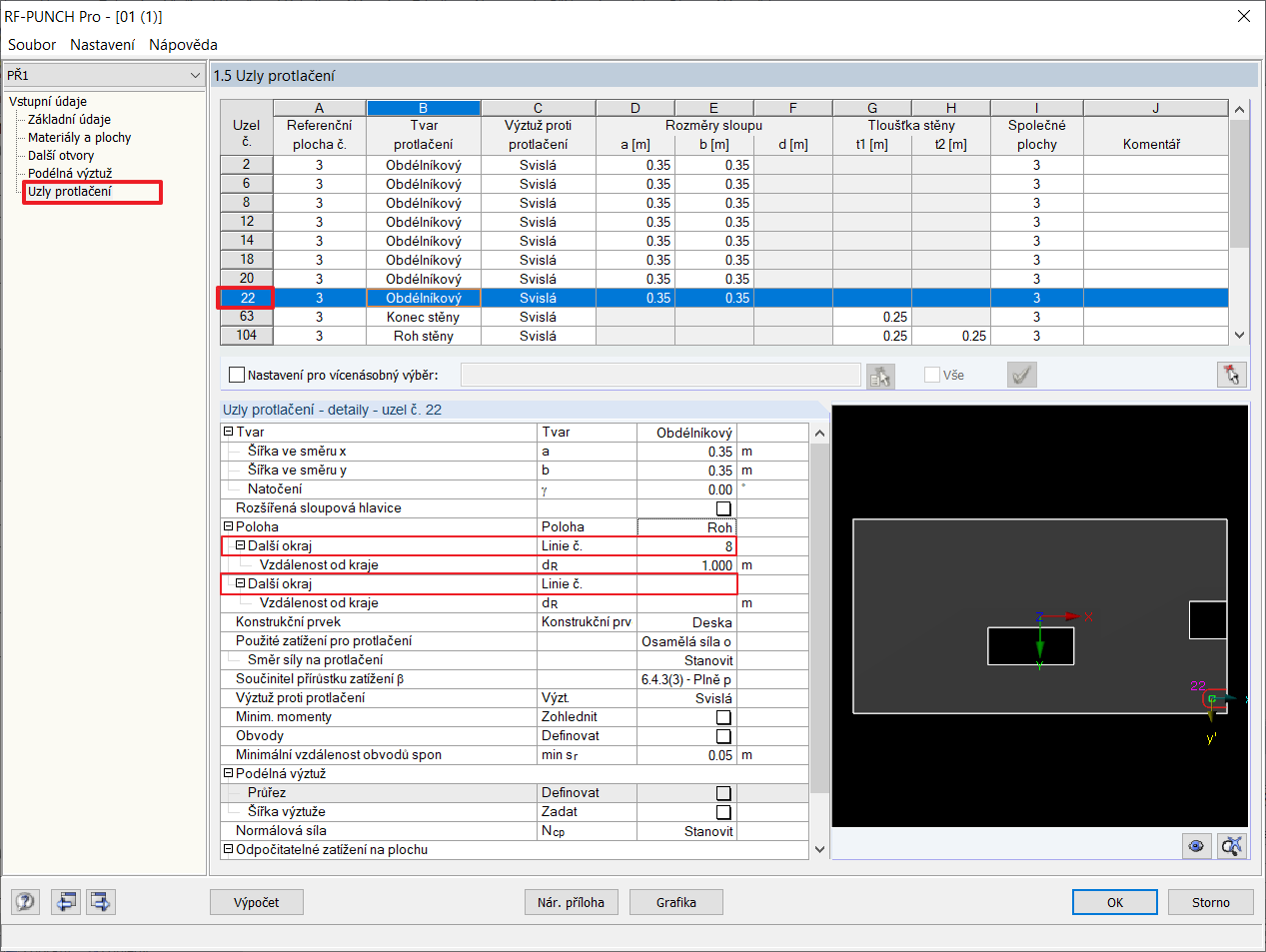 Nastavení pro okraj plochy